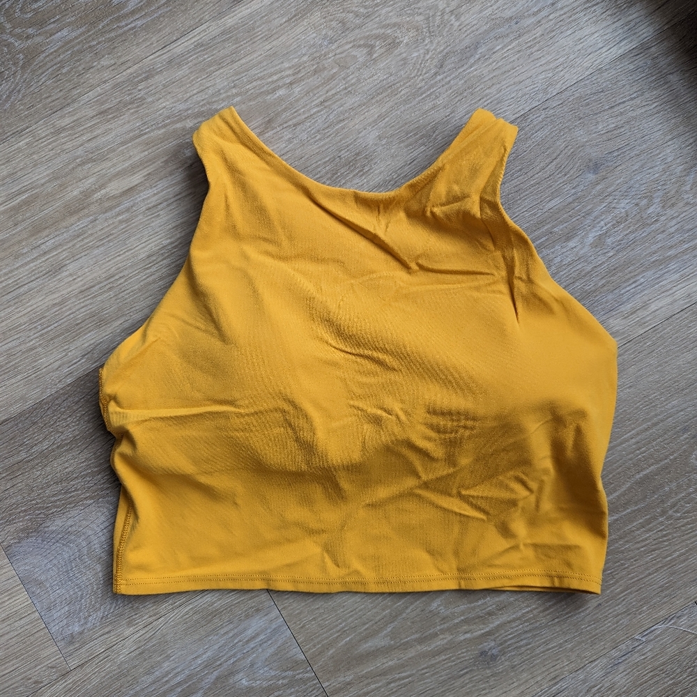Athleta Conscious Crop Bra, Mustard Yellow, size M